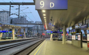 9. nástupiště na vídeňském hlavním nádraží