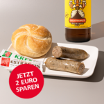 Klobása z Hödlu ve Vídni s nápojem Obertrumer Original Bio Zwickl