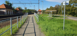 Zastávka Střeň - přístup na nástupišti u koleje 2, směr Zábřeh