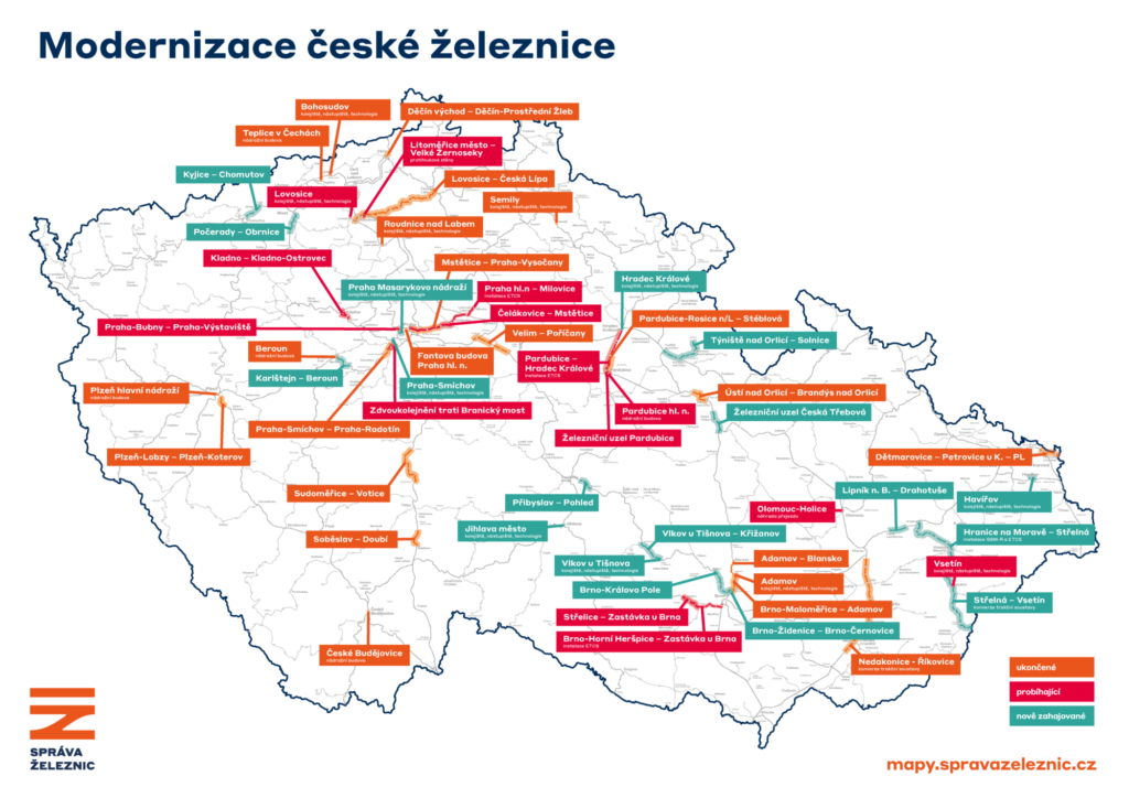 Plánované stavby na české železnici v roce 2024