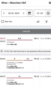 ÖBB app on smartphone