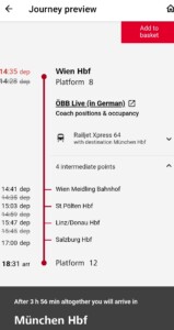 ÖBB app on smartphone