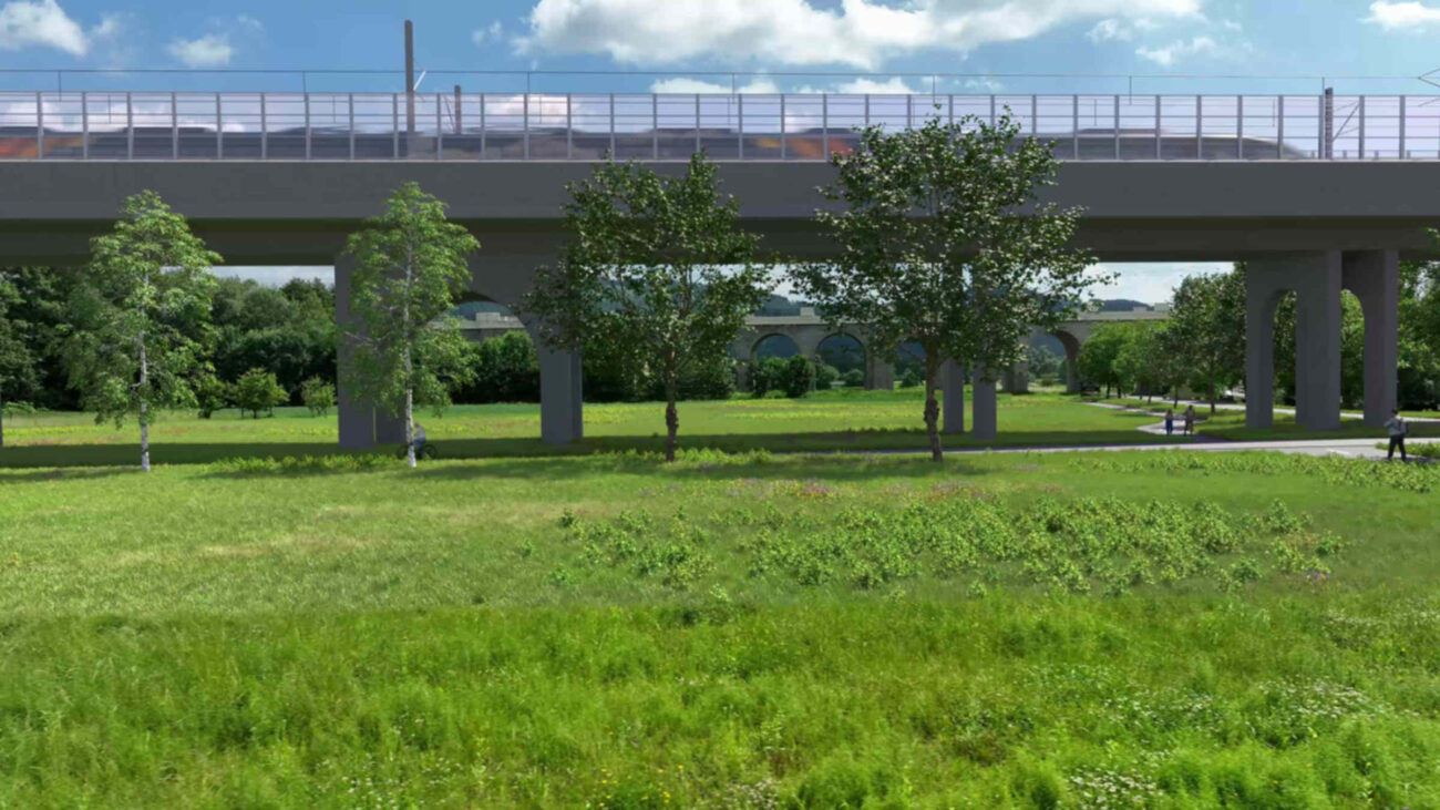 Jezernický viadukt. Vizualizace Správy železnic