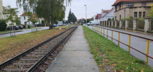 Nástupiště na vlakové zastávce Vysoké Mýto město