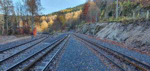 Abtova ozubnice ve výhybně Dolní Polubný