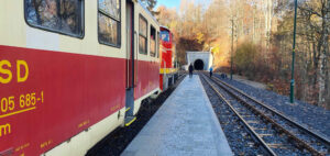 Výhybna Dolní Polubný a nástupiště u koleje 2