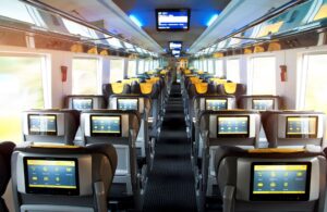 Interiér vozu RegioJet na dálkové trasy. Ilustrační foto RegioJet