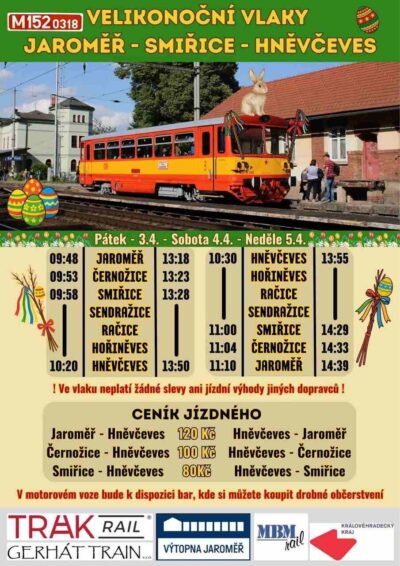 Velikonoční vlak z Jaroměře do Hněvčevsi