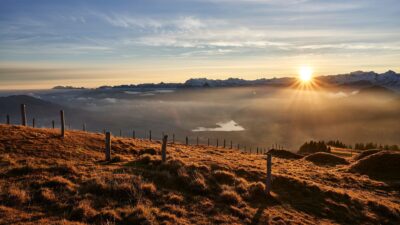 Východ slunce na hoře Rigi